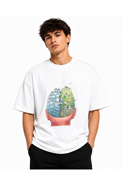 Inscriptie Ουνισέξ Βαμβακερό T-Shirt Υψηλής Ποιότητας  "Brain "