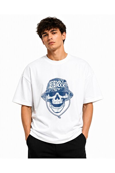 Inscriptie Tricou Unisex Bumbac Premium Casual " Skull with bucket hat "