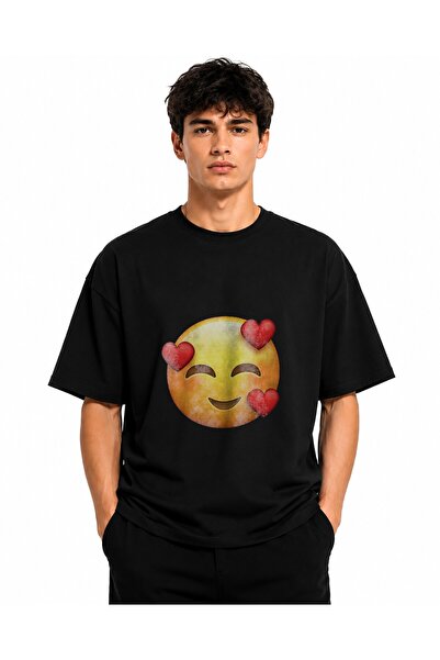 Inscriptie Tricou Unisex Bumbac Premium Casual " Inlove emoji "