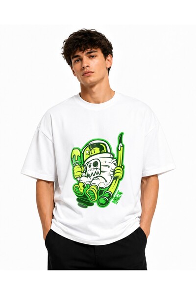 Inscriptie Unisex Βαμβακερό T-shirt Υψηλής Ποιότητας Casual  "Καρτούν αστρονα...