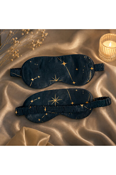 ICON SILK %100 İçi Dışı Saf İpek Uyku Maskesi Göz Bandı (Yıldızlı Gece)