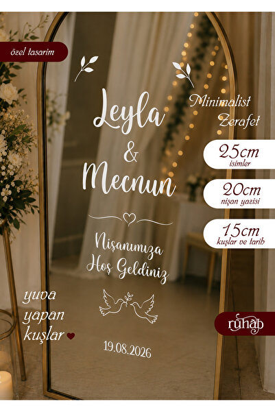 Ruhab Düğün Nişan Söz / Ayna Yazısı / Karşılama Aynası / Sticker / 40 cm / Ku...