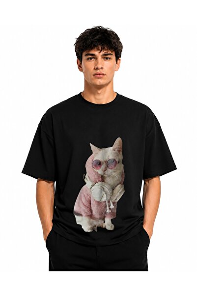 Inscriptie Tricou Unisex Bumbac Premium Casual " Animal with headphones "
