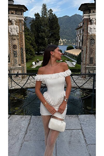 La Sarta Μίνι Λευκό Φόρεμα Duchesse