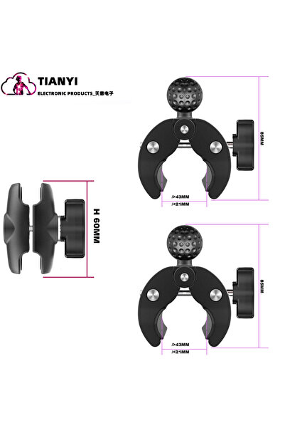 Choice 60CM Sports Camera, Motorcycle Riding, Double Headed Clamp, Ball Head,...