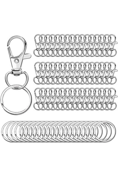 Choice 100PCS Sliver Swivel Clasps Lanyard Snap Hooks with Key Rings Key Chai...