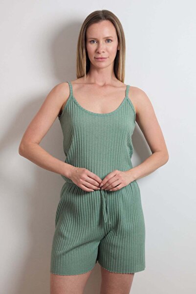 Fulla Moda Fitilli İp Askılı Şortlu Pijama Takımı