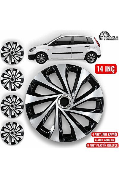 YONGA OTO AKSESUAR FORD FİESTA Jant Kapağı 14 İnç Kırılmaz 4'lü + 4 Amblem + ...
