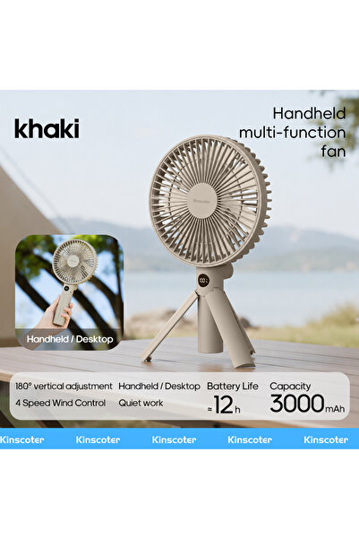 Choice3 B Khaki New Portable Folding Handheld Fan 3000mAh Desktop Rechargeabl...