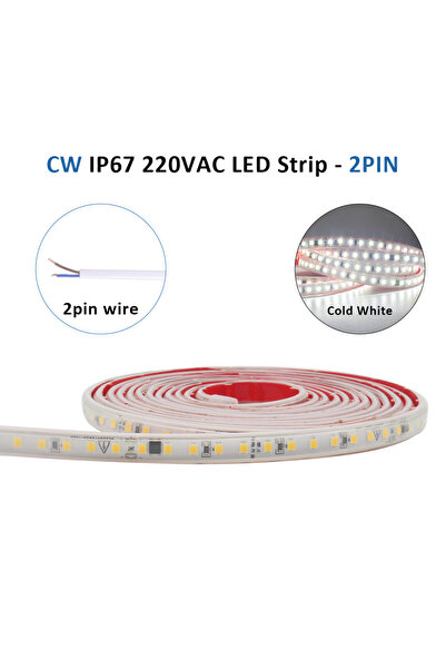 Choice 2m CW with 2Pin Wire AC 220V 230V 2835 LED Strip Light Waterproof IP67...