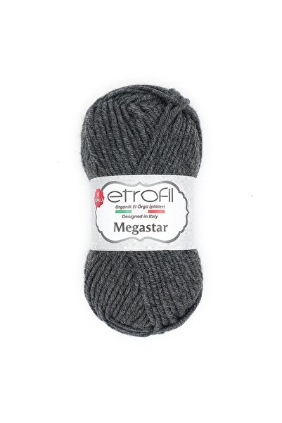 Etrofil خيط حياكة ميجا ستار رمادي 75% أكريليك 25% صوف 100 جرام 110 متر (79027)