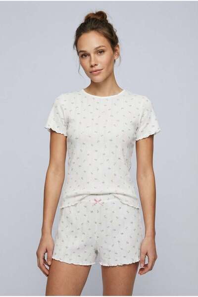 Brix Set de pijamale cu nervuri pentru femei, culoare roz deschis