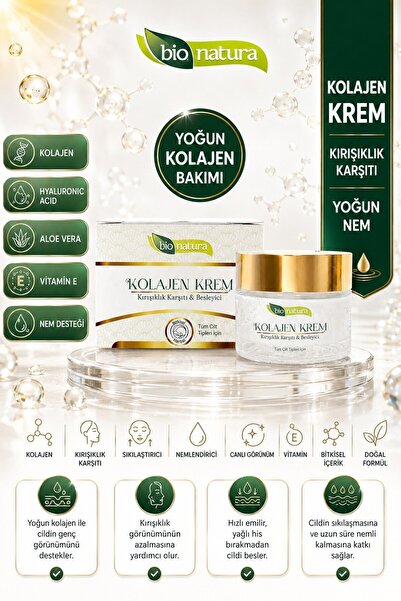 Bionatura Bio Natura Kolajen Krem Kırışıklık Karşıtı Yüz Bakım Kremi 50 ml
