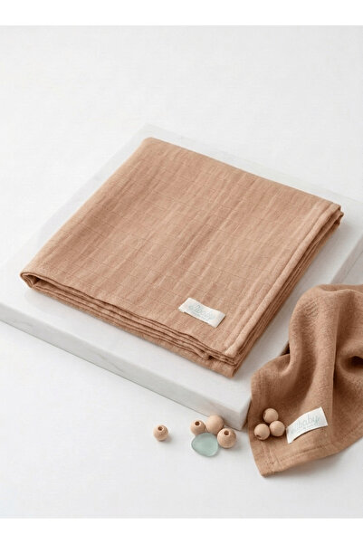 elibaby 100% Organic Cotton Double Layer Muslin Blanket Beige (75X85 cm)