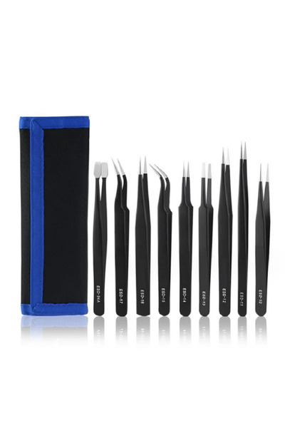 Choice 10pcs Stainless Steel Precision Antistatic Tweezers Set Repair Tools P...