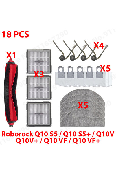 Choice4 مجموعة قطع غيار روبوروك 10 قطع لـ Roborock Q10 S5 / Q10 S5+ / Q10V / ...