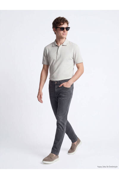Kip Dark Green Slim Fit Denim Cotton Blended Trousers