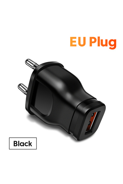 Choice1 شاحن سفر أوروبي أسود من Elough بقوة 1 أمبير و5 واط مع منفذ USB واحد و...