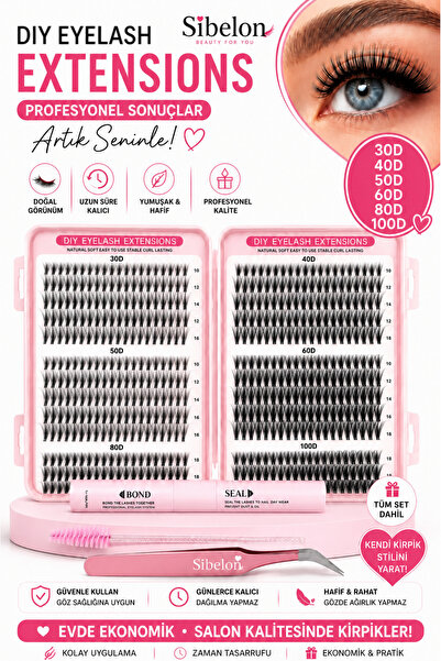 Sibelon Dıy Takma Kirpik Seti Kitap Model 600 Parça 30D 40D 50D 60D 80D 100D ...