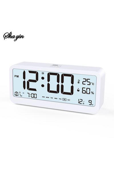 Choice White 8001-EN Multifunctional Digital Clock LED Brightness Adjustable ...