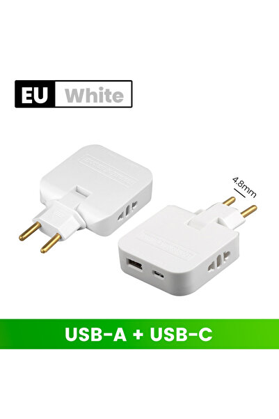 Choice White EU A C 4 in 1 180° Rotating Charger Conversion Plug 4.8mm EU/US ...