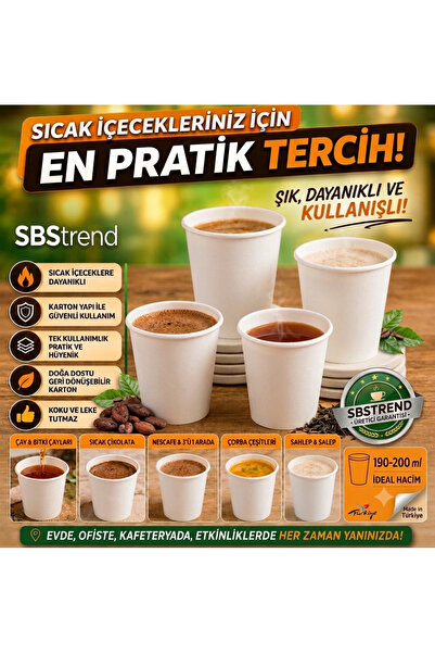 SBStrend New Product Disposable White 7 oz 200 Pieces Paper Cups Patternless ...