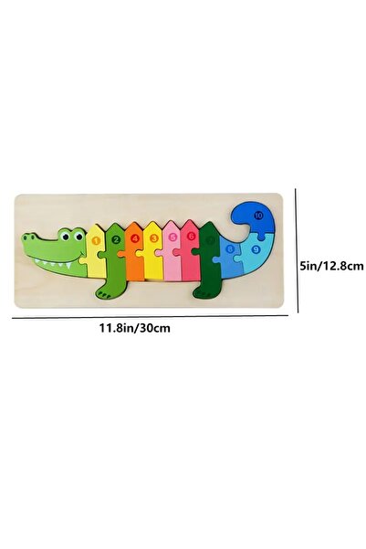 Choice10 Crocodile Wooden Puzzles for Kids, Number Puzzle, Dinosaur Puzzles a...