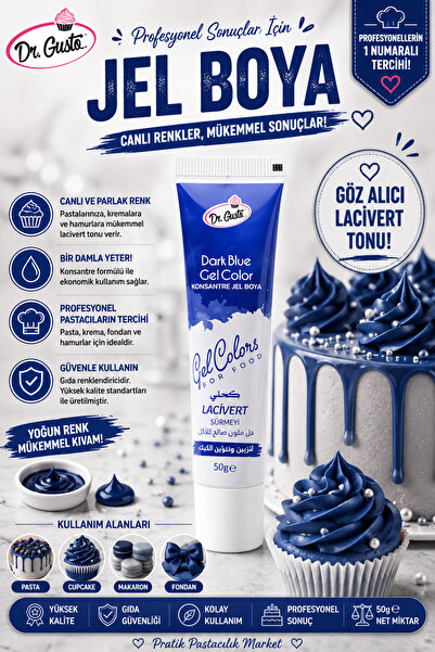Dr. Gusto Lacivert Jel Gıda Boyası 50 gr – Tüp Formda Şeker Hamuru ve Pasta B...