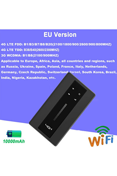 Choice1 MF989-Black KuWFi 10000mAh 4G Mobile Router 150Mbps 2.4G Wireless Wi-...