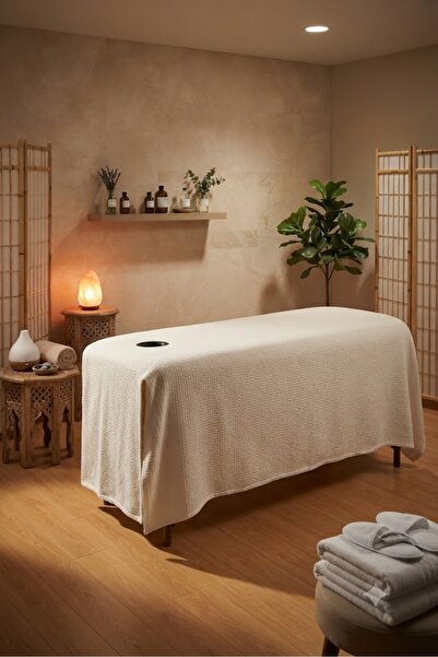 Bol Ticaret Tekstil Outlet White Perforated Massage Bed Cover Towel 200X240 cm
