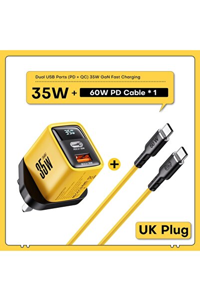 Choice UK Plug With Cable ASOMETECH 35W GaN Charger LED Display QC3.0 30W 25W...