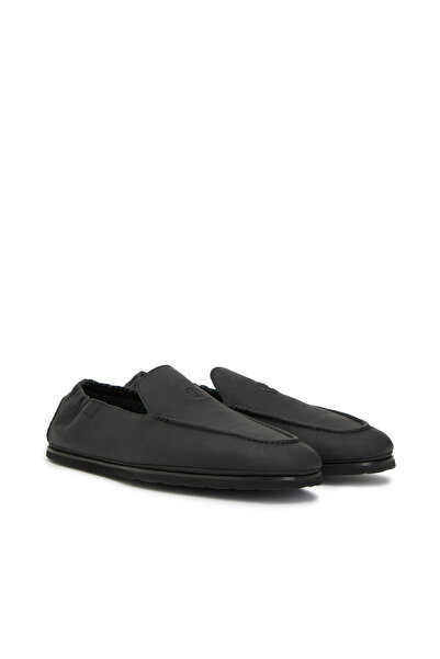 George Hogg Siyah Lastik Detaylı Deri Loafer