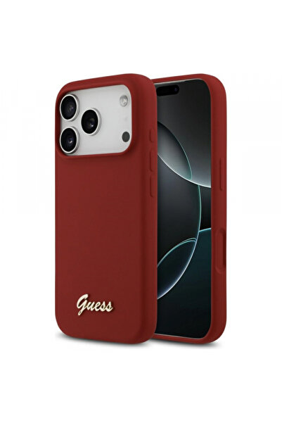Apple Husa MagSafe pentru iPhone 17 Pro, Guess, Script Metal Logo, Rosie