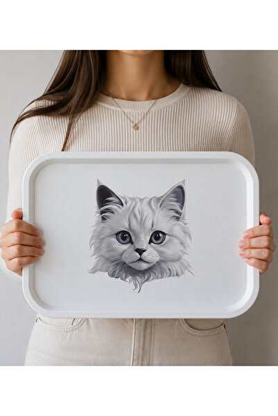 Zucci Home Cat-Patterned Rectangular Presentation Tray |   30X40 cm |   Decor...