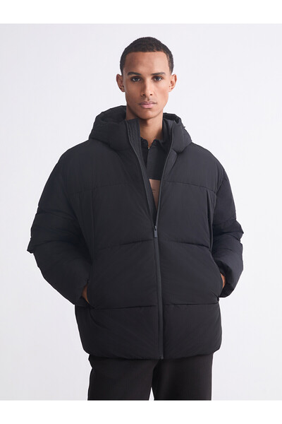 LC Waikiki Lcw Vision Black Comfortable Fit Hooded Men's Puffer Jacket