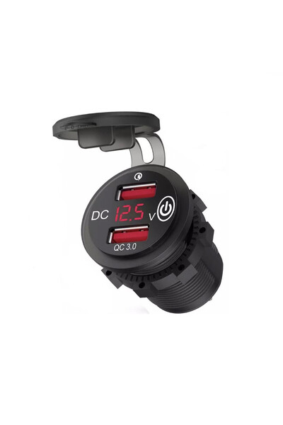 OEM Αδιάβροχη πρίζα μηχανής με 2 θύρες USB QC 3.0 βολτόμετρο και διακόπτη On/...