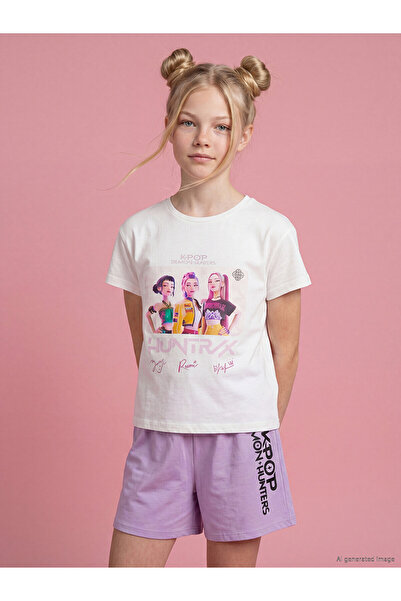 LC Waikiki Two Mt Shop Quality K-Pop Demon Hunters Printed Girls' T-Shirt