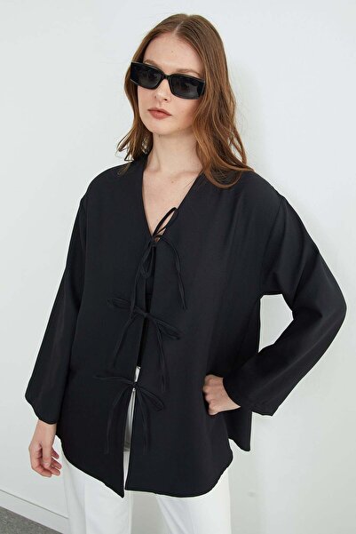 Fulla Moda Fullamodest Önü Bağlamalı Salaş Kimono