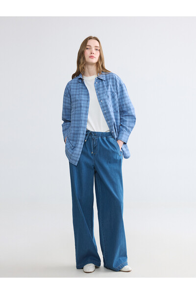 LC Waikiki Nevavm Wideleg Women's Jean Trousers with Elastic Waist and Differ...