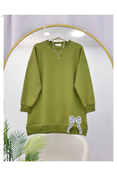 YEDİLALE Bow Detail Zero Neck Combed Cotton Tunic