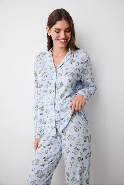 Penti Lazy Weekend Light Blue Shirt Pants Pajama Set