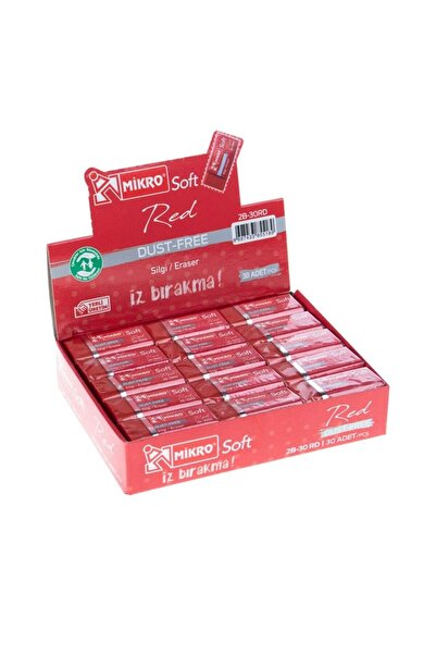 ŞAHİN KIRTASİYE Micro Eraser 2B-30Rd Red Soft 30-Pack