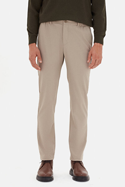 D'S Damat Παντελόνι Jogger Ds Damat χαλαρή εφαρμογή μπεζ μονόχρωμο