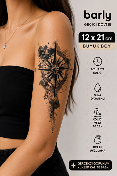 Barly Geçici Pusula Figürlü Dövme Tattoo