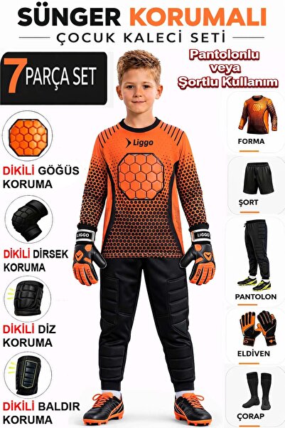 Liggo Higuita Göğüs Süngerli Çocuk Kaleci Forması Çocuk Kaleci Eldiveni Çocuk...
