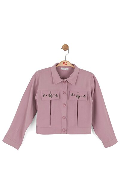 nk kids Nk girl's long sleeve stone embroidered shirt, ages 8-15, dried rose