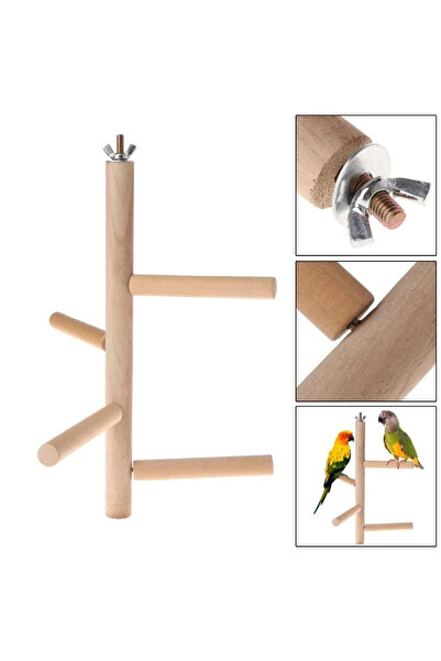 Choice A Pet Parrot Bird 4 Layer Stages Toys Natural Wood Rotating Ladder Par...