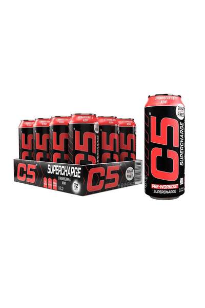 C5 Energy Drink Supercharge Strawberry & Kiwi Pre Workout - Pack of 12