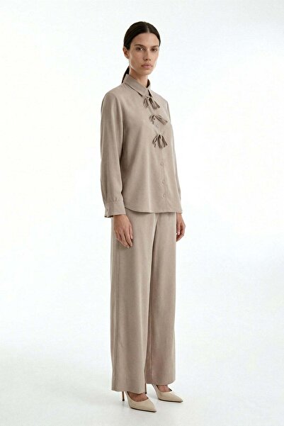 HAKKE Lace Detailed Soft Linen Double Set