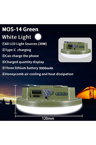 Choice MOS-14-Green-W MOSLIGHTING 9900Mah Outdoor Camping Light Portable Rech...